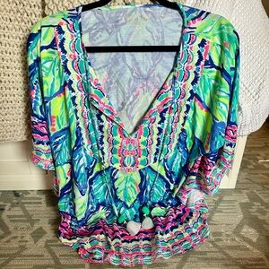 Lilly Pulitzer engineered print batwing top, S/M